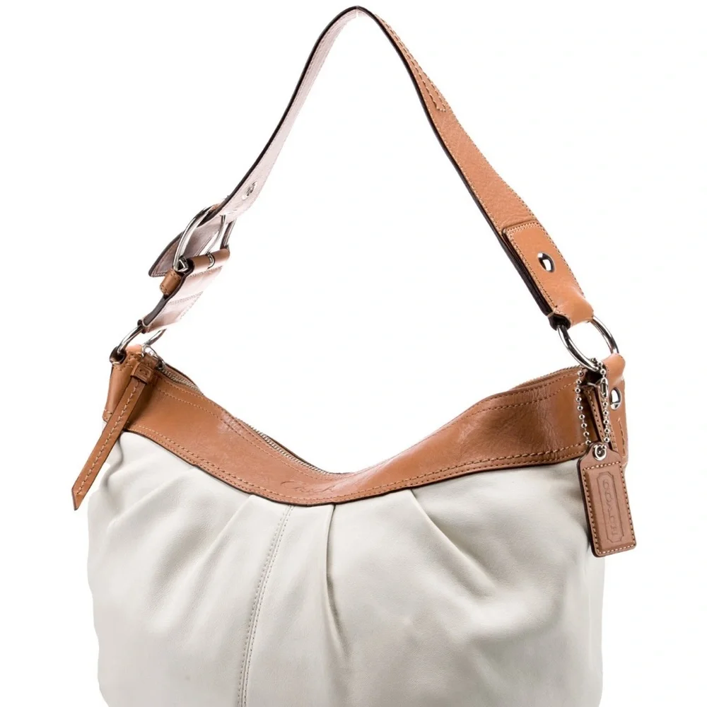 Coach White and Tan Hobo Bag with Crescent Shape - Picture 16 of 16